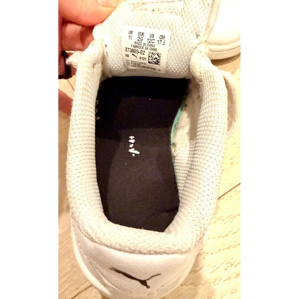 Puma Smash v2 Max Kids Sneakers White Black Low Top Athletic Shoes 373805-02 12C - Picture 8 of 8